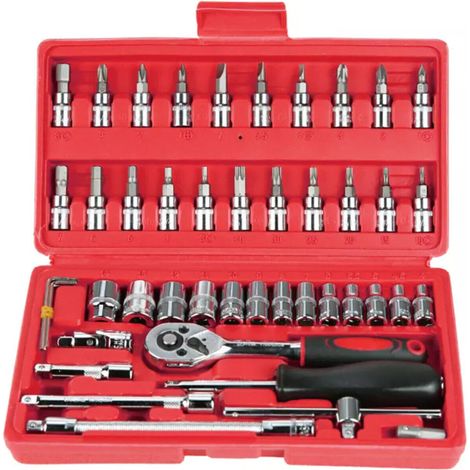 Coffret de 46 clés à douille 1/4", boîte à cliquet, livraison DHL (1/5)