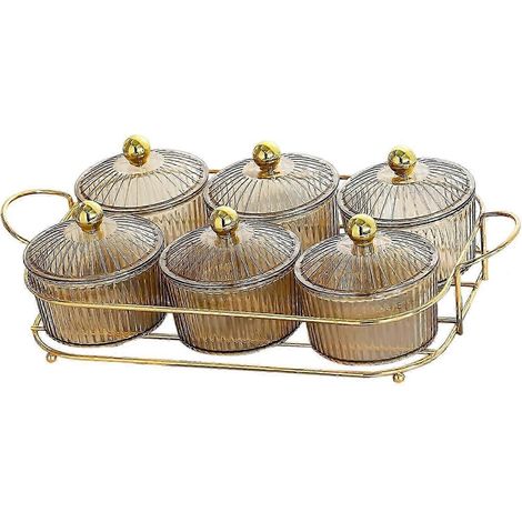 Nordischer Servierteller für Trockenfrüchtesalat, Snacktablett für Süßigkeiten, Nüsse und Trockenfrüchte-Brown 6 Bowls (1/5)