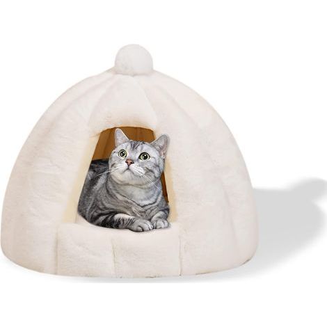 Cat Cave Bed, Removable Cushion, Soft Plush, Non-Slip Bottom, Washable Interior, For Pets (1/5)
