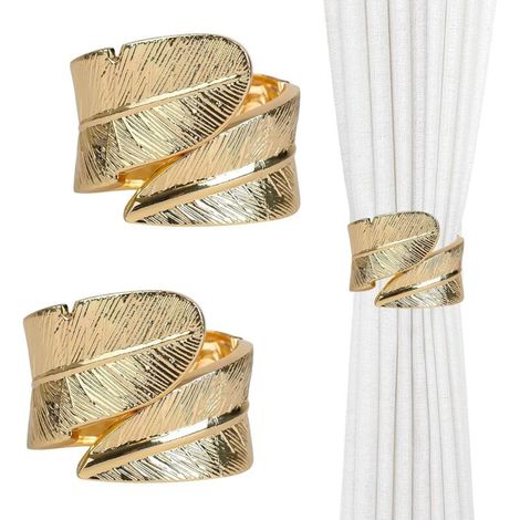 Attaches pour Rideaux en Métal Doré, Porte-Rideau Décoratif avec Système de Fixation - Accessoire Élégant pour Salon et Chambre d'enfant, Lot de 2 Pièces (1/5)