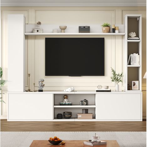 Meuble rangement TV mural 180 cm blanc 4 pieces HAVRYA (1/5)
