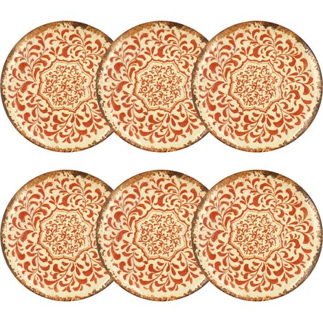 Lot de 6 assiettes plates 27cm en porcelaine, PALAZZO (1/4)