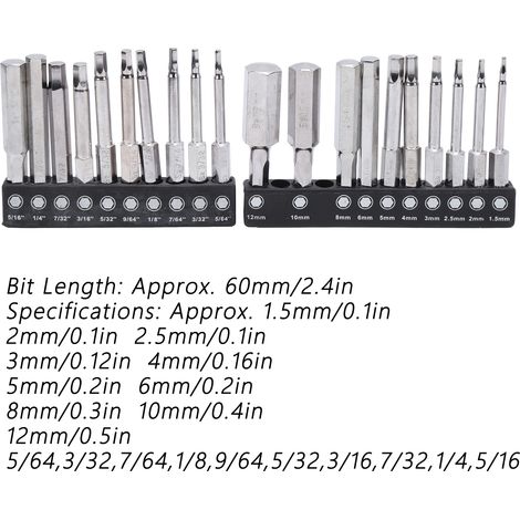 Set mit 20 60-mm-Sechskantschraubendrehern (1/5)