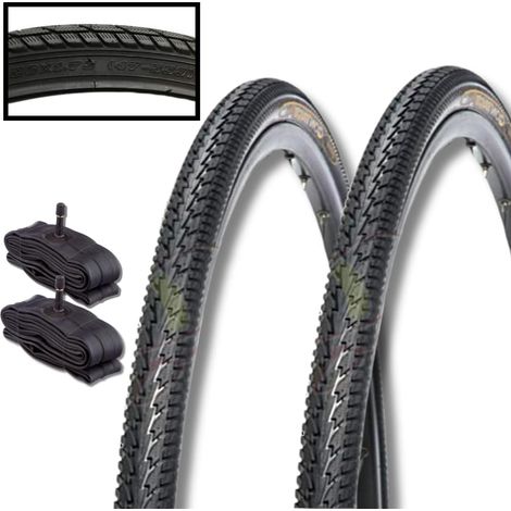 2 COPERTONI NERI 26 X 1.75 (47-559) + 2 CAMERA D'ARIA SCHRADER AMERICA MTB MOUNTAIN BIKE BICICLETTA SLICK STRADALE (1/4)