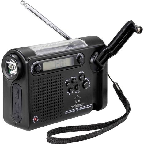 Renkforce RF-CR-200 Radio portatile FM, AM, OC Radio di emergenza ricaricabile, Pannello solare, Manovella, Funzione al (1/5)