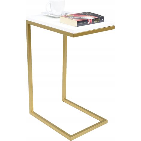 Mesa auxiliar fabricada con perfiles Oro Blanco Mate (1/4)