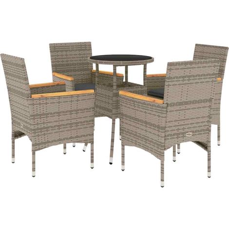 Maison Exclusive - 5-tlg. Garten-Essgruppe mit Kissen Grau Poly R
