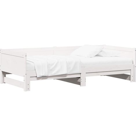 Pull-out Day Bed White 180 x 200 cm Solid Pine Wood vidaXL