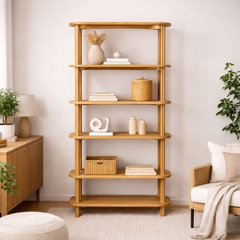 Etagère 4 niveaux 110x40x170 cm en chêne naturel - ZOCCO (1/5)