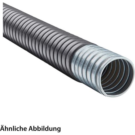 FLEXA FLEXAgraff-PU-F Metallschutzschlauch doppelt gefalztes mit PUR-F-Mantel AD 14,0mm, ID 11,0mm doppelt gefalztes Profil, Mindestbiegeradius bewegt 115,0mm - 1 Meter