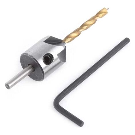 Punta da trapano per legno con fresa, punte da trapano per legno ad alta velocità in acciaio HSS, fresa conica per legno con chiave esagonale, alesatore, utensile per smussatura (3,5 mm)
