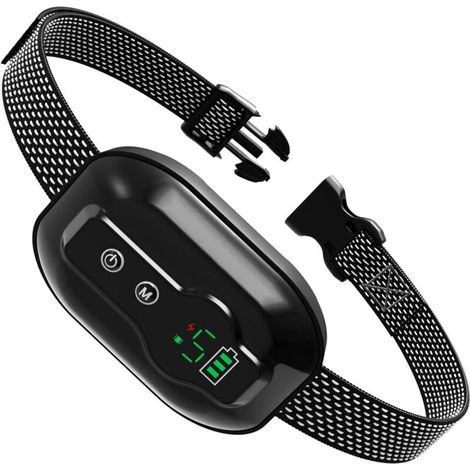 Collier anti-aboiement pour chien, rechargeable, étanche et intelligent avec mode vibration/choc/son pour grands et petits chiens - Noir 1 pièce
