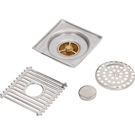 Bouche d'égout carrée anti-odeurs et insectes, grand débit pour salle de bain, toilette, balcon, eaux peu profondes, traitement électrolytique. (1/5)