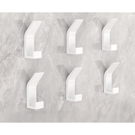 Porte-serviettes sans perçage, lot de 6 crochets pour serviettes, vêtements, mural, crochets pour serviettes, fixation murale, crochets pour salle de bain, porte-serviettes, porte-manteau, crochets mu (1/5)