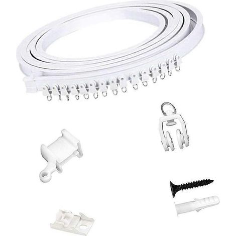 Glissières faciles pour rideaux, kit de 3 mètres blanc, rail avec supports de fixation inclus, système coulissant silencieux pour tringles à rideaux. (1/4)