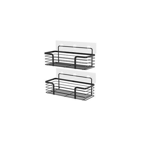 Portasciugamani da doccia, cestino per doccia, cestino per bagno/WC in acciaio inox, non richiede foratura - Set da 2 (nero) - Crezuo