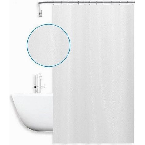 TRADE SHOP - Tenda Doccia Antimuffa Impermeabile 180x200 Cm Anelli Bianca Texture Rombi 59815 - (1/2)