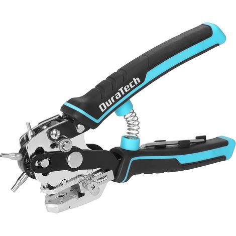 Pince emporte-pièce rotative 6 tailles – Acier inoxydable – Limiteur réglable pour perforation précise – Poignée ergonomique antidérapante – Duratech