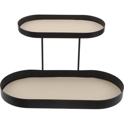 Organisateur de comptoir de Salle de Bain, étagère de Rangement à 2 Niveaux pour Produits de Soin et parfums, étagère de Rangement pour Coin café de Salle de Bain, Noir et Blanc (1/5)
