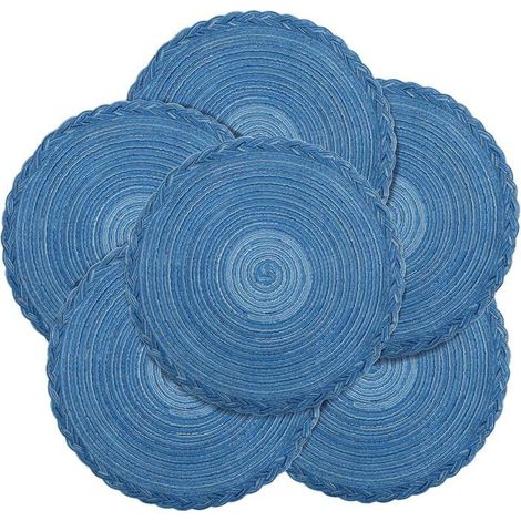 Ecleanfy - Grand set de table rond tissé, bordure en dentelle, motif spirale moderne, 38 cm, résistant, lavable et facile à nettoyer. (1/5)