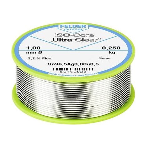 Felder ISO-Core Ultra Clear SAC305 estaño para soldar incoloro 1 mm
