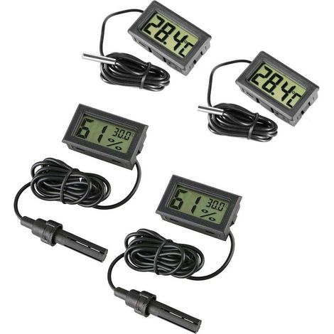 x Digital Thermometer Hygrometer, Waterproof Probe 1m-1.5m, LCD Screen, For Aquarium Reptile Incubator (1/5)