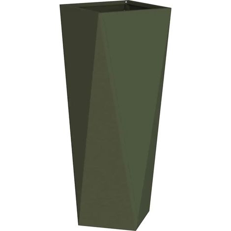 Bac à plantes rectangulaire extérieur moderne 30 x 30 x 75 cm en acier vert olive (1/5)