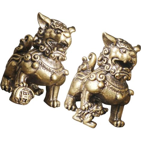 de lions en laiton antique lot de 2 d coration de table r (1/5)