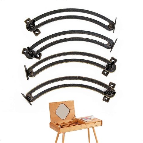 Support de levage de couvercle - Charnières de porte d'armoire incurvées et réglables de style vintage (lot de 4) (1/5)