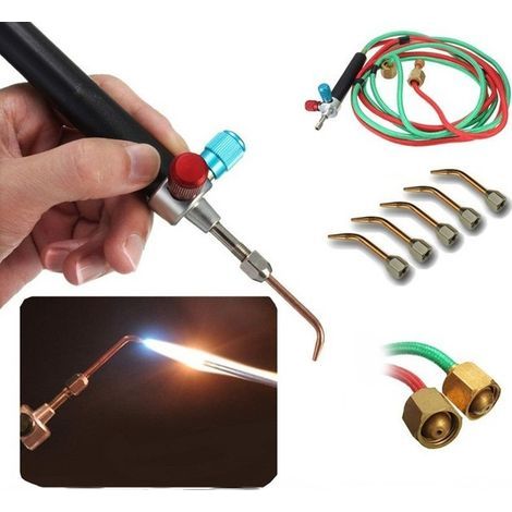 Antorcha de soldadura de doble gas con 5 boquillas – Herramienta de precisión para micro-unión – Compatible con gas combustible de hueso (1/5)