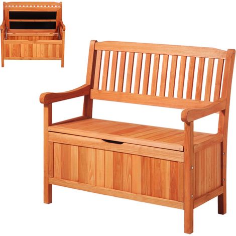 Banc de Rangement Extérieur en Bois Coffre de Jardin 125 L Banc de Terrasse 2 en 1 avec Poignée Latérale, Capacité de Charge 319,8 kg, Siège d'Extérieur Grand Espace pour Patio, Jardin, Balcon (1/5)