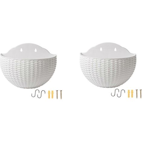 Grand pot suspendu en plastique blanc pour balcon-- (1/5)