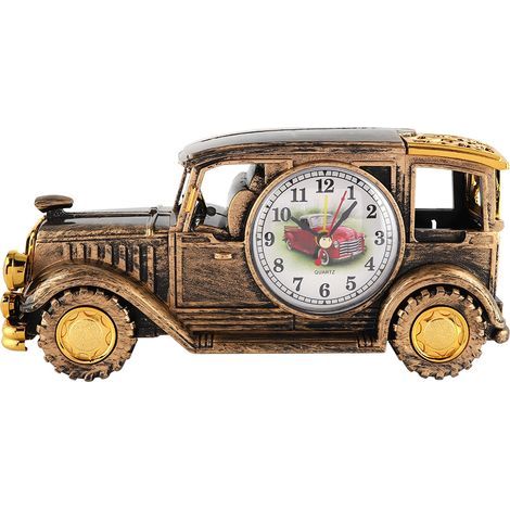 Multifunctional desk alarm clock, classic vintage car gift (Bronze) (1/5)