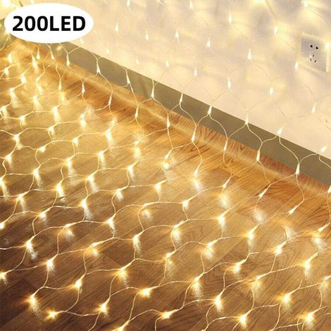 Ortviai Guirlande Lumineuse LED en Filet 3 x 2 m – 200 LED Chaudes, Étanche, Télécommande, 8 Modes pour Jardin et Extérieur (1/5)