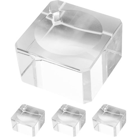 Soportes para bolas de cristal con base cuadrada transparente (4 unidades) para exhibir bolas decorativas en la oficina y en el hogar / Transparente (1/5)