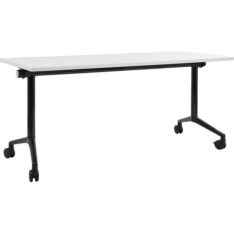 Foldable Office Desk CAVI White 160 cm 60 cm with Wheels
