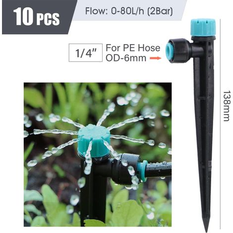 (Wx10PCS-Sprinkler) Raccord rapide pour tuyau d'arrosage PE 1/4" 3/8" 1/2" - Joint pour tuyau d'arrosage de jardin de diamètre extérieur 16 mm, 12 mm et 6 mm - Raccords pour système d'irrigation (1/5)