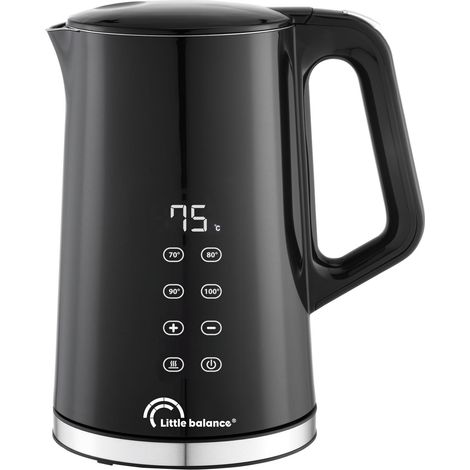 Bouilloire électrique, 1,7 L, Température réglable 40-100°C, Parois froides, Maintien au Chaud, 2200 W, Noire (1/5)
