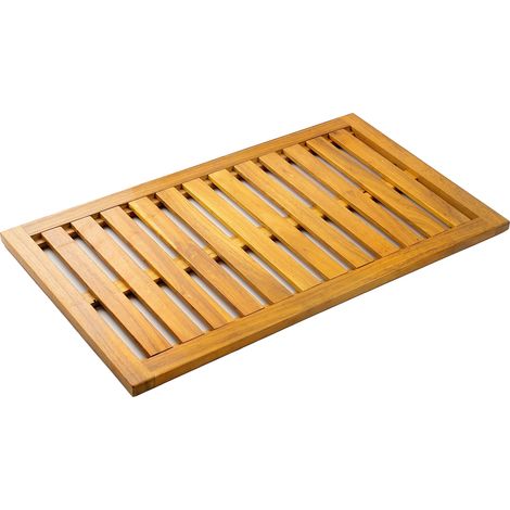 Tapis de douche en bois d'acacia 91x51 cm antidérapant pour spa et piscine, accessoire bien-être design sobre pour extérieur pratique et confortable