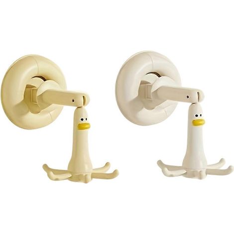 2 pièces Cartoon Duck Suction tasse crochet Six Claw support 360 Dual Axis rotatif sans Drill cuisine support salle de (1/5)