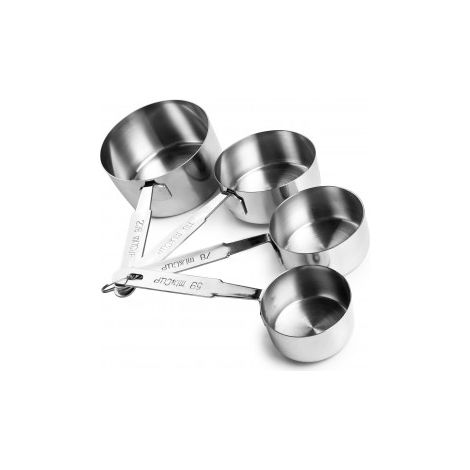 ibili Juego de tazas medidoras de plástico plateadas