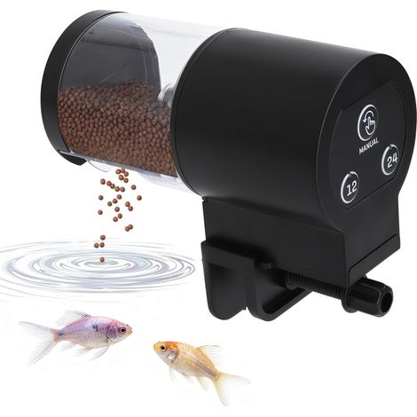 Distributeur Automatique Nourriture Poissons Aquarium,100ml, 7 Niveaux Minuterie 12/24h - Ultra Silencieux Fonctionne à Piles Installation Facile pour Maison et Bureau(Aucune Pile Incluse) (1/5)