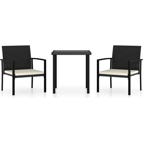 Maison Exclusive - 3-tlg. Garten-Essgruppe Poly Rattan Schwarz