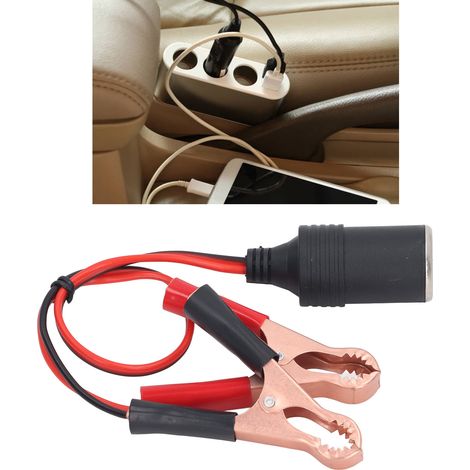 36V 10A Krokodilklemmen-Anschlusskabel mit weiblichem Zigarettenanzünderstecker für Batterie, vorgesehen für Fahrzeugwechselrichter und elektrische Verbindung. (1/5)