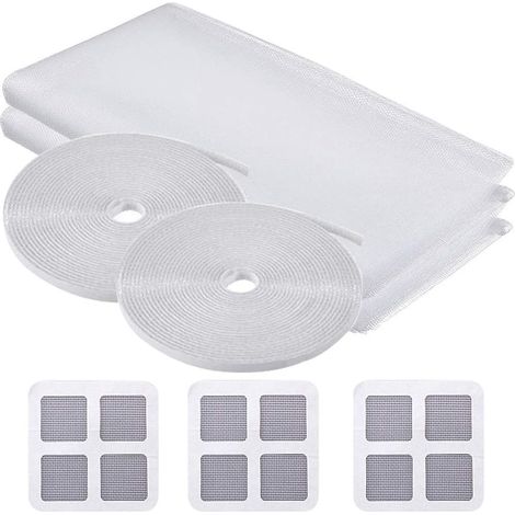 Mosquito Net Window 2 Sets Mosquito Net Window Net Screen Insect Flies with Adhesive Strip Mesh Net Curtain, White Transparent, Mosquito Net Curtain 130  150 cm (1/5)
