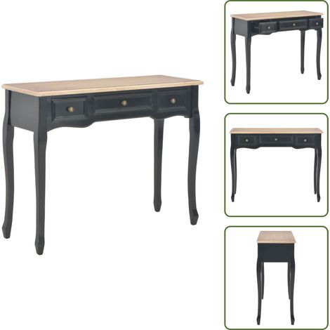 Meuble de cuisine - vidaXL Table de console et coiffeuse avec 3 tiroirs Noir - Meuble de couloir (1/5)