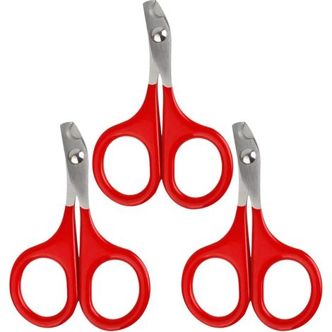 QAZQA 3 Pcs En Acier Inoxydable Animaux De Compagnie Chats Nail Clippers Bend Pet Toe Griffe Toilettage Ciseaux Chien Nail Trimmer Cut Nail Care Tool pour Home Salon Shop ( Rouge ) Toilettage d' anima