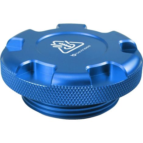Tapón del depósito de expansión del refrigerante, aleación de aluminio 6061, mayor durabilidad, azul. (1/2)
