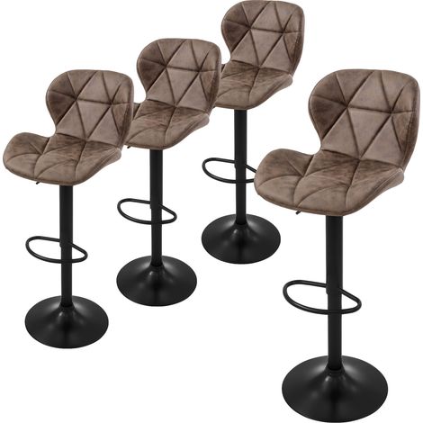 ML-Design Barhocker 4er Set, Bezug aus Kunstleder, Braun, Gepolsterter Barstuhl mit Rückenlehne und Fußstütze, Tresenhocker höhenverstellbar, 360° drehbar, Bistrohocker Hocker Drehstuhl Barstühle