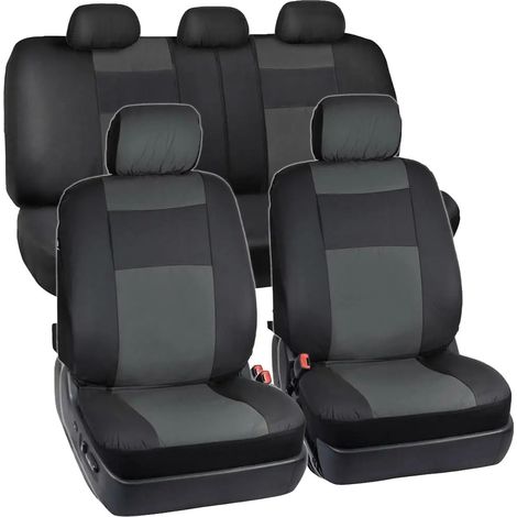 Fundas para asientos de coche, material poliéster, ajuste universal, grosor estándar, durabilidad para todas las estaciones, aptas para asientos delanteros y traseros. (1/5)